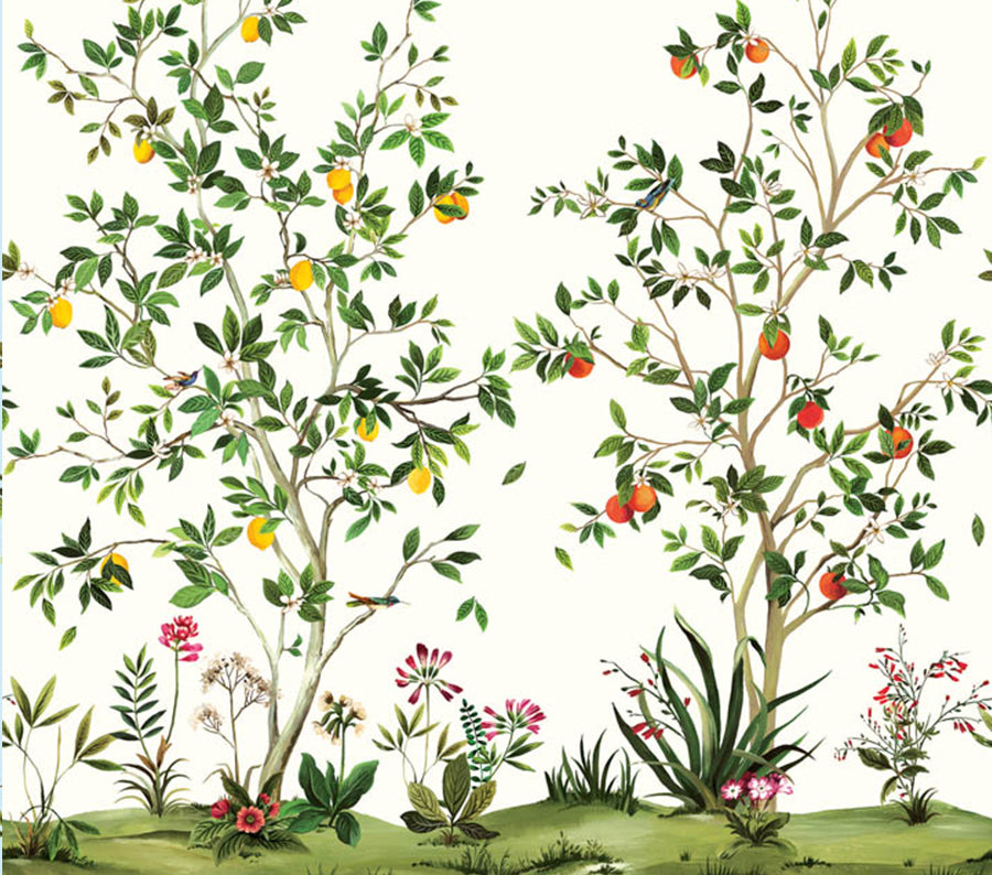 Citrus Grove Mural - Creme