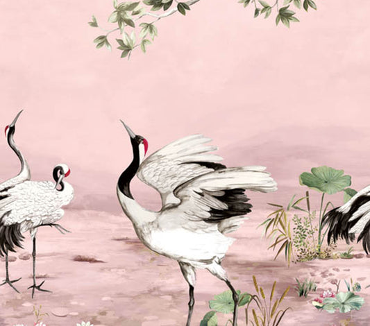 Crane Mural - Pink